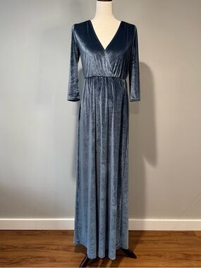 Baltic Born S Sofia Dusty Blue Velvet Maxi Dress Romantic Wedding Guest Formal